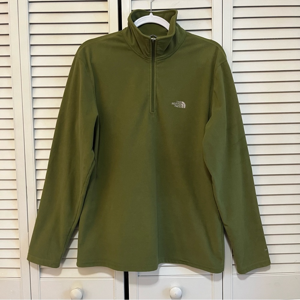 The North Face 1/4 Zip Pullover Men's Medium Green Sweater Fleece
